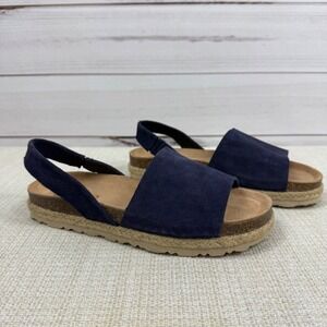 Yokono Spain‎ Leather Slingback Espadrille Sandals Navy Blue Womens 8